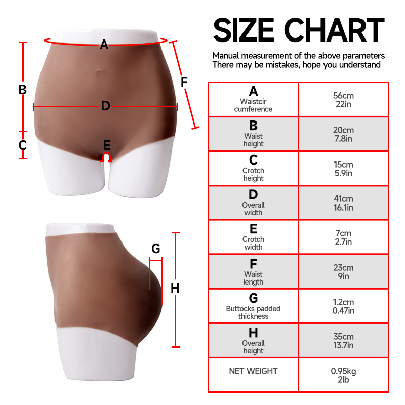 size chart of butt